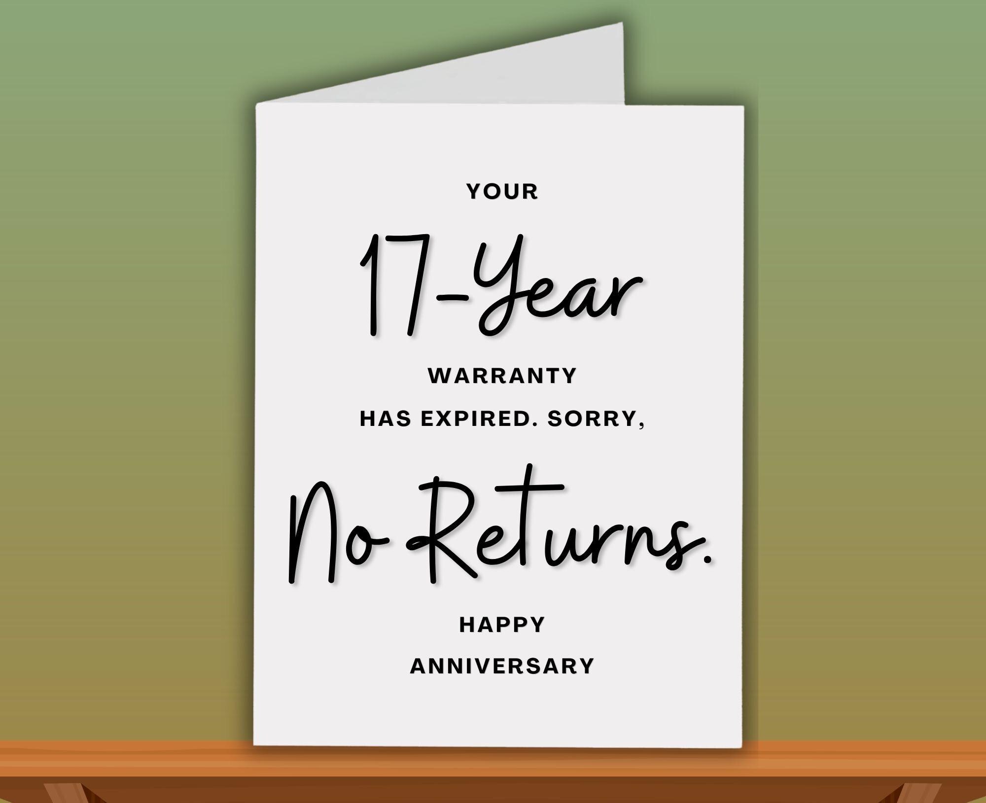 Funny 17th Anniversary Card, Seventeen Years Together Card, Your