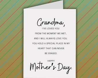 Sweet Message Grandma Mother’s Day Card, Happy Mother’s Day Grandma, Mother’s Day Grandma Card, For Nana