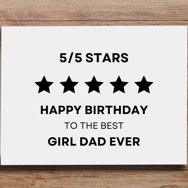 Dad Birthday, Funny Girl Dad Card, Card For Dad, Happy Birthday Dad, From Your Daughter