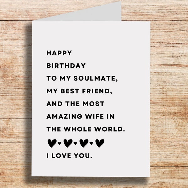 Sweet Card For Wife Birthday, Happy Birthday To My Amazing Wife, Card for Husband or Wife