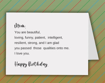Funny Mom Birthday Card, Loving Message To Mom