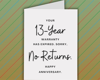 邦楽 B-PASS 3rd ANNIVERSARY Xmas Message Funny 13th Anniversary Card, No Returns Thirteen Years Together