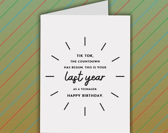 19th Birthday Card Funny – Last Year as a Teenager, Humor Birthday Card