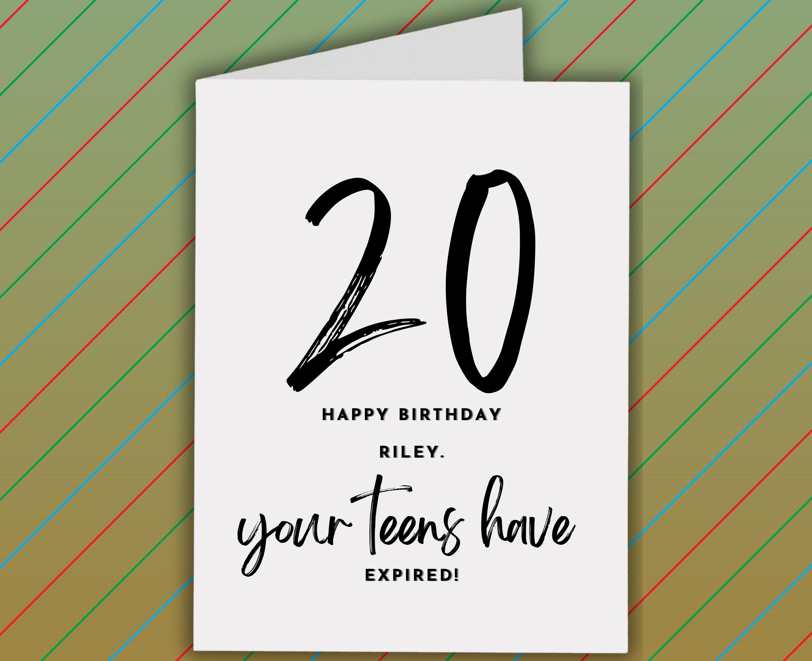 Funny 20th Birthday Card: Custom Name, Teens Expired - Etsy Israel