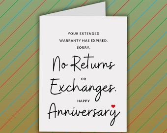 Expired Warranty Anniversary Card - Funny Anniversary Gift For Him Or Her