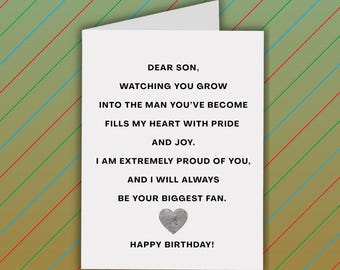 Son Birthday Card: Loving Message Greeting Card