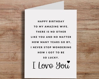 Sweet Card For Wife Birthday, Happy Birthday To My Amazing Wife, There is no other like you, Card for Husband or Wife