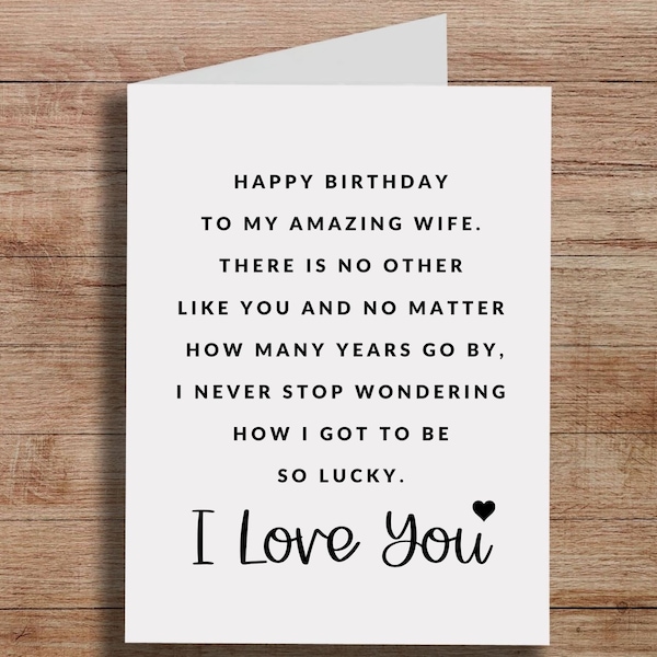 Sweet Card For Wife Birthday, Happy Birthday To My Amazing Wife, Card for Husband or Wife