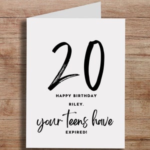 Funny 20th Birthday Card: Custom Name, Teens Expired
