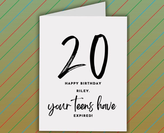 Funny 20th Birthday Card: Custom Name, Teens Expired - Etsy