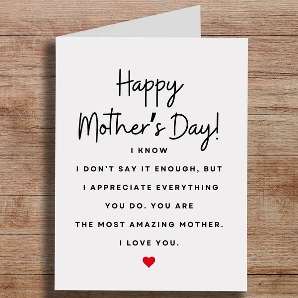 Mother’s Day Card, Card For Mother, Happy Mother’s Day To My Amazing Mom