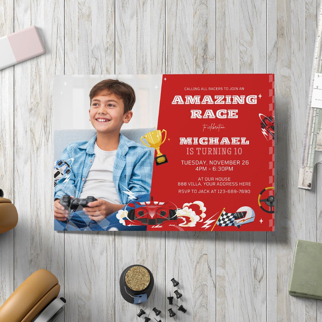 Amazing Race Birthday Invitation Race Cars Party Invitation Etsy