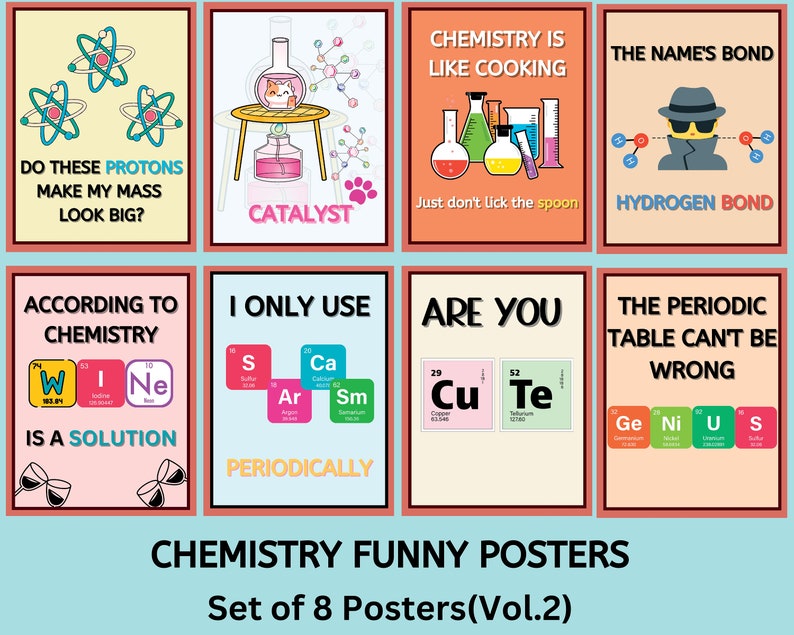 Funny Chemistry Posters Chemistry Puns Cool Jokes and Meme Etsy