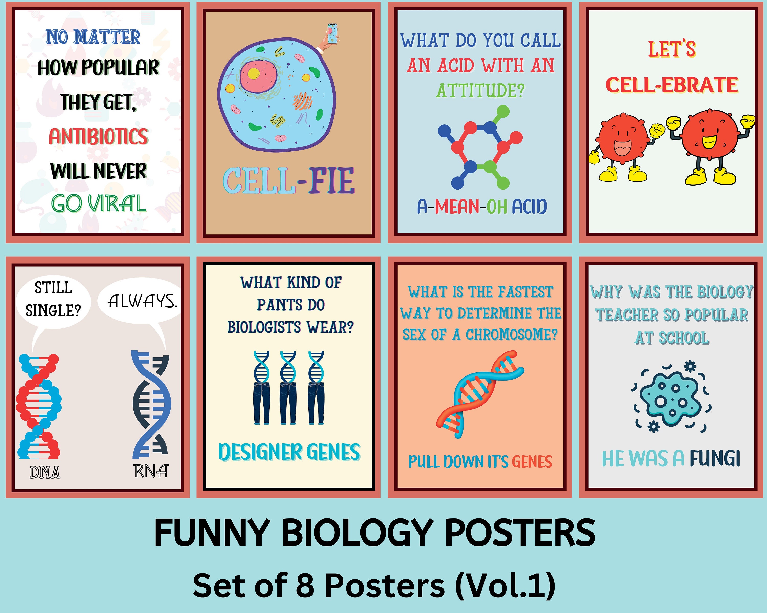 Funny Biology Posters Biology Puns Cool Jokes and Meme - Etsy