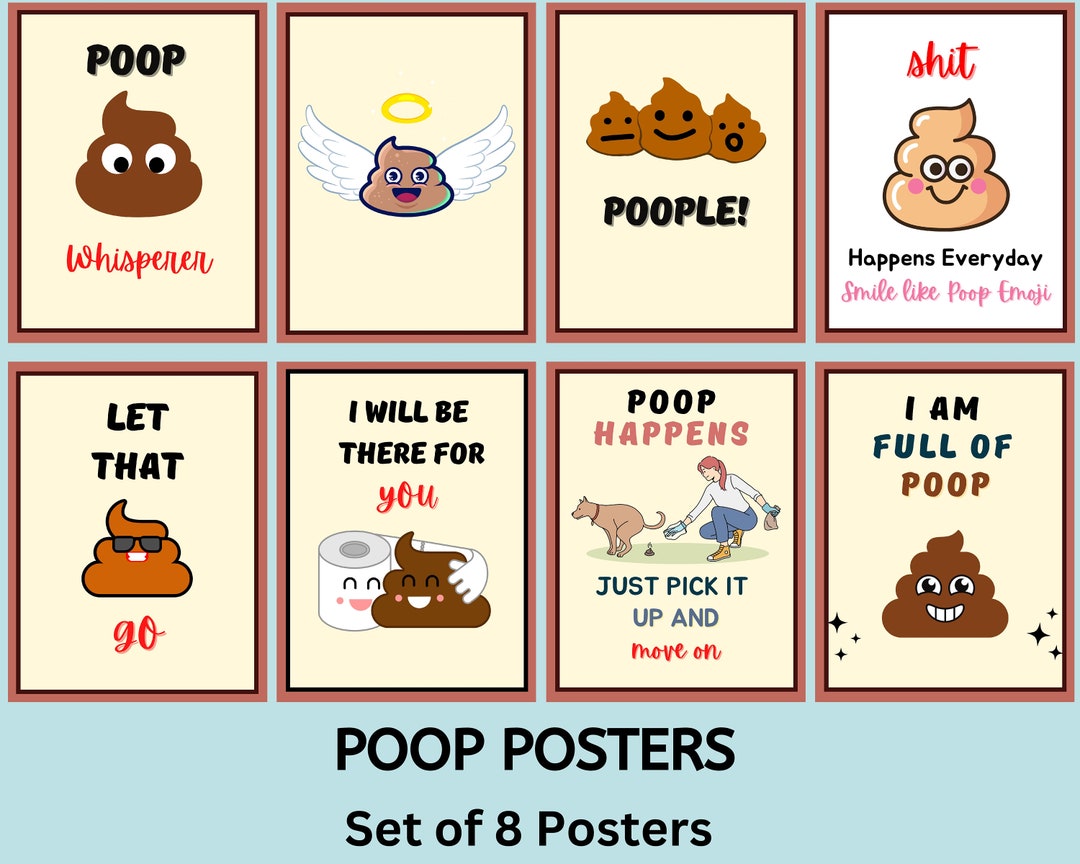 Poop Posters set of 8 Funny Poop Posters Printable Etsy