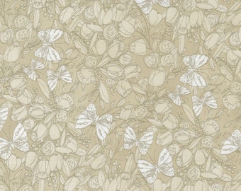 Tulip Tango Love Butterfly Washed Linen 4871212 MODA patchwork quilting fabric per half metre