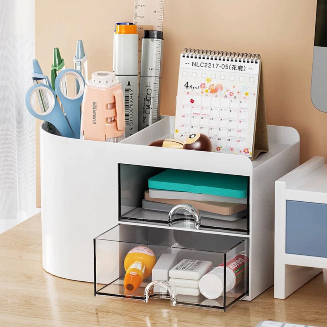 Sleek Desk Organizer With Drawer Storage Pen Holder Multifunctional - Etsy