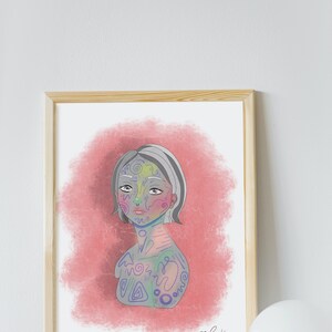 the pink woman - abstract portrait - art print