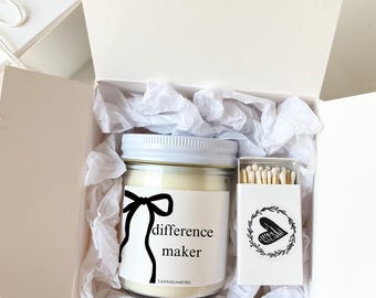 Spersonalizowana świeca z podziękowaniami Difference Maker Candle dla współpracownika, szefa, pielęgniarki, nauczyciela, menedżera, kolegi, mentora, przyjaciela, prezent z podziękowaniami
