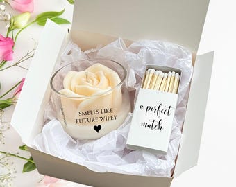 Engagement Gifts for Couple – Personalized Engagement Candle, Perfect Match Gift Box, Engagement Gift Ideas, You're Engaged Candle