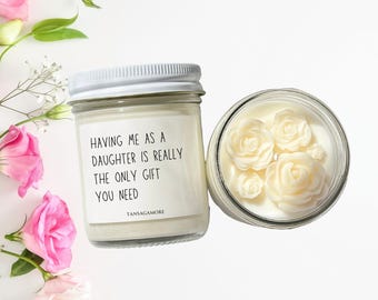 Personalized Funny Mom Candle – Mother's Day Gift from Daughter, Birthday Present, Thanks for Putting Up with Me Scented Soy Candle