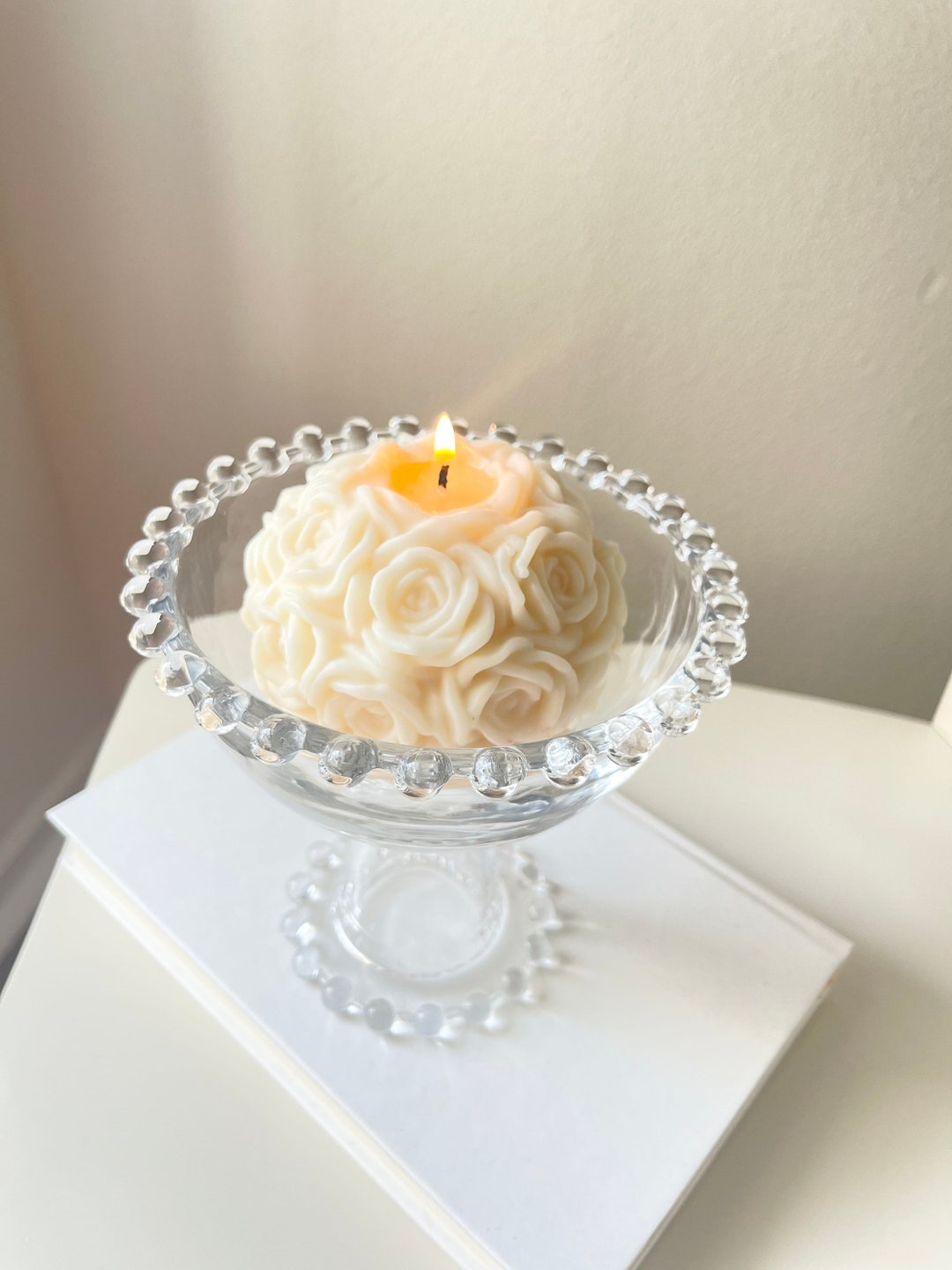 Rose Ball Bouquet, Large Pillar Scented Candle, Home Office Decor, Aesthetic Decorative Gift