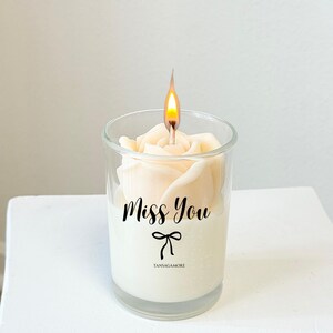 Świeca &quot;Tęsknię za Tobą&quot;, prezent dla chłopaka na odległość, zabawna świeca przyjaźni, prezent urodzinowy dla niej, prezent na Walentynki, świeca dla pary