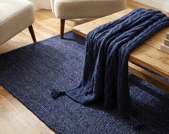Handgeweven jute vloerkleed met geschulpte rand, boho-stijl, natuurlijke vezels, gevlochten textuur - milieuvriendelijk, woonkamer, op maat gemaakt (optie 8x10)