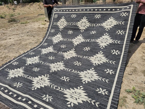 Navajo Kilim Rug Wool Jute Rug Handmade Rug Vintage Kilim Rug Southwestern Rug Traditional Handwoven Rug Outdoor large Doormat Custom Rug
