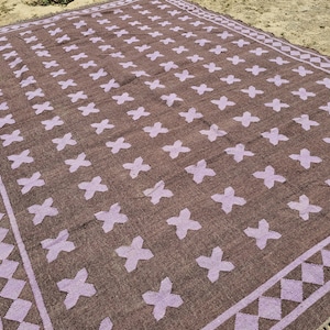 Handwoven Wool Kilim Rug: Bohemian Southwestern Area Rug
