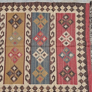 Handmade Large Kilim Rug  Navajo Kilim Jute Rug Wool Area Rug Handwoven Bohemian Rug Vintage Kilim Rug Traditional, Flatweave  Boho Rug