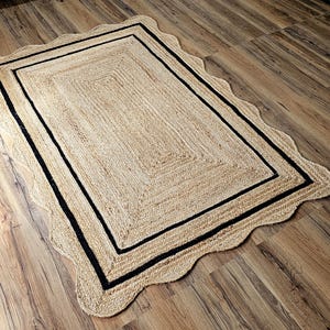Natural Scalloped Jute Rug, Scallop pattern Rug, Natural Jute Rug, Handbraided Rug, Area Rug, Handwoven Jute Rug, Custom Rug, Decorative Rug image 10