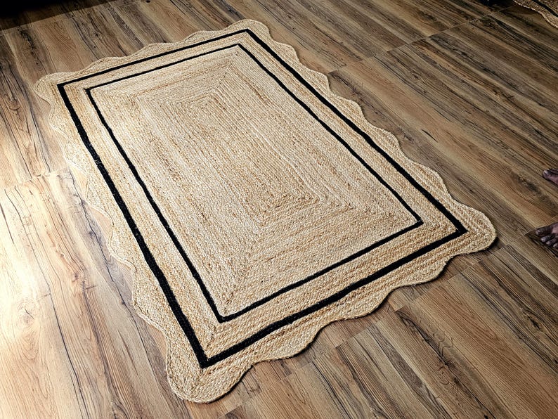 Natural Scalloped Jute Rug, Scallop pattern Rug, Natural Jute Rug, Handbraided Rug, Area Rug, Handwoven Jute Rug, Custom Rug, Decorative Rug image 10