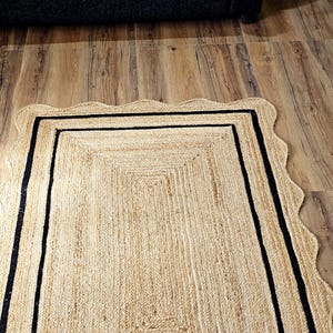 Natural Scalloped Jute Rug, Scallop pattern Rug, Natural Jute Rug, Handbraided Rug, Area Rug, Handwoven Jute Rug, Custom Rug, Decorative Rug image 8