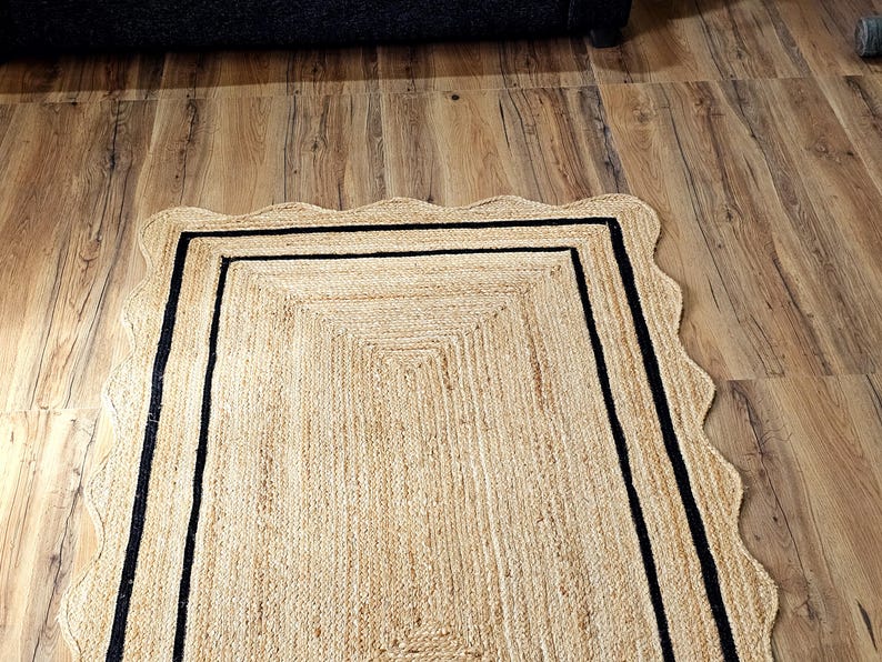 Natural Scalloped Jute Rug, Scallop pattern Rug, Natural Jute Rug, Handbraided Rug, Area Rug, Handwoven Jute Rug, Custom Rug, Decorative Rug image 8