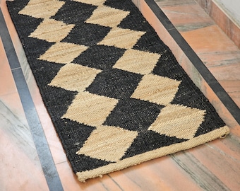Handwoven Jute Runner Area Hemp Rugs Bohemian Handmade Stair Carpet Decorative Entryway, Hallway Runner