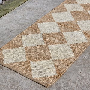 Alfombra de yute natural tejida a mano de cáñamo, estilo bohemio, decorativa para entrada, escalera, patio, cocina, tamaño personalizado