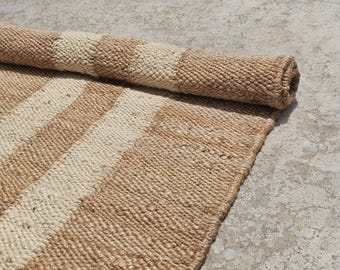 Tappeto da corridoio in iuta tessuto a mano, tappeto in canapa fatto a mano, tappeto grande in stile bohémien, tappeto decorativo per ingresso, scale, comodino, patio, cucina, tappeto di dimensioni personalizzate