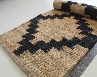 Jute Runner, Handwoven Hemp Rug, Braided Dhurrie - Natural Earthy Tones, Hallway Entryway Kitchen, Eco Friendly, Durable Sustainable Accent