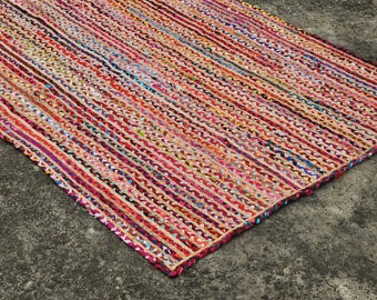 Handwoven Jute & Cotton Rug: Braided Boho Area Rug