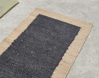 Handwoven Hemp Jute Runner Rug: Bohemian Natural Fiber Area Rug Decorative Entryway Stair Hallway