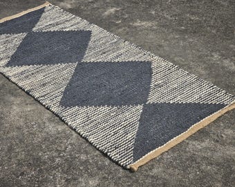 Tappeto da corridoio intrecciato in iuta di canapa intrecciata a mano, grande tappeto da corridoio vintage, tradizionale tappeto da ingresso in stile bohémien, stile fattoria.