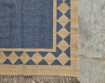 Bohemian Wool Jute Rug Handmade Kilim Rug Navajo Style Rug Southwestern Rug Vintage Wool Rug Handwoven Rug Traditional oriental Custom Rug