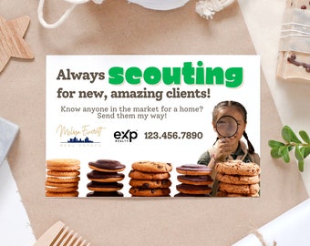 Etiqueta de galleta de Girl Scouts Pop By para bienes raíces (galletas, etiqueta de regalo)