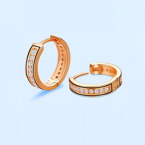Aros de diamantes, aros de diamantes dorados, pendientes de diamantes, aros pequeños, aros de diamantes, regalo de cumpleaños, regalo para esposa, regalo para ella