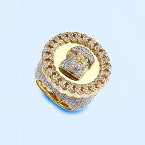 Jesus hip hop ring, jesus Christ ring for men, iced out hip hop diamond ring, jesus ring for men, Christian gift, Christmas gift, gold ring.
