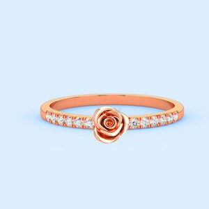 moissanite engagement ring for women, rose engagement ring, floral ring, custom ring, wedding ring, anniversary ring her, mother&#39;s day gift.