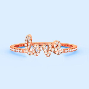 Love letter ring, love diamond ring, love ring for her, anniversary ring, gold/silver ring, fine jewelry, personalized gift, custom ring.