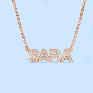 Colgante con nombre y letra, colgante con nombre de diamante, cadena de oro, collar con nombre, regalo de cumpleaños para una amiga, regalo de aniversario para ella, colgante con nombre personalizado