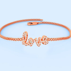 Liebesbrief Armband, Liebe Diamant Armband, Jahrestag Geschenk, Gold dünne Kette Armband, edler Schmuck, personalisierte Geschenk, benutzerdefinierte Armband.